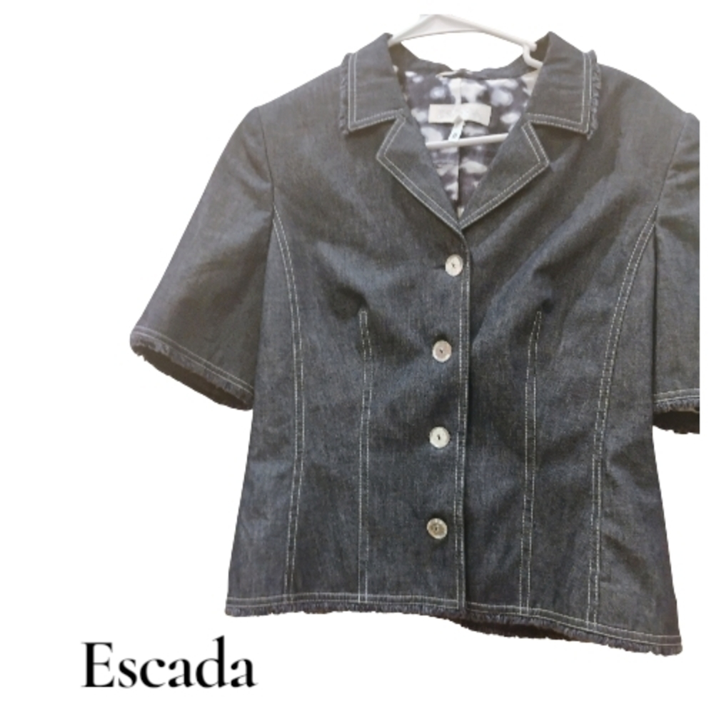 Escada Women's Dark Denim Button Down Shirt/Short Blazer